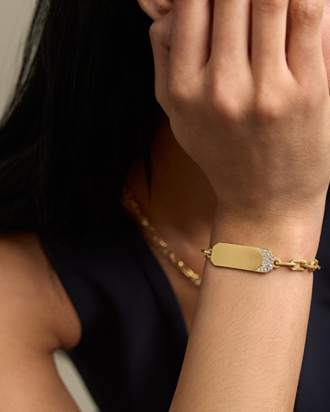 ID Bracelet in 18-Karat Gold with Diamonds – Jade Trau