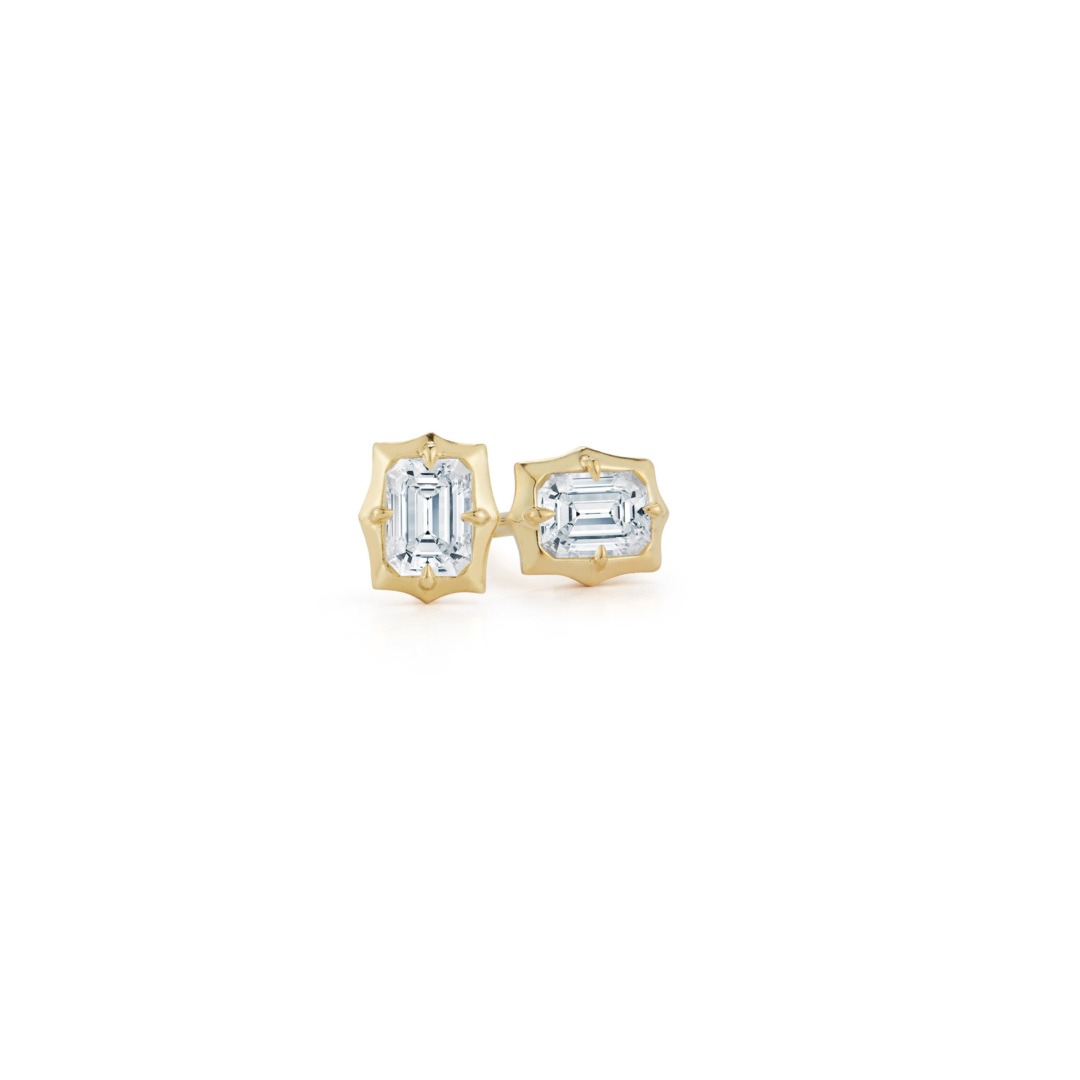 Vanguard Emerald Stud Diamond Earrings