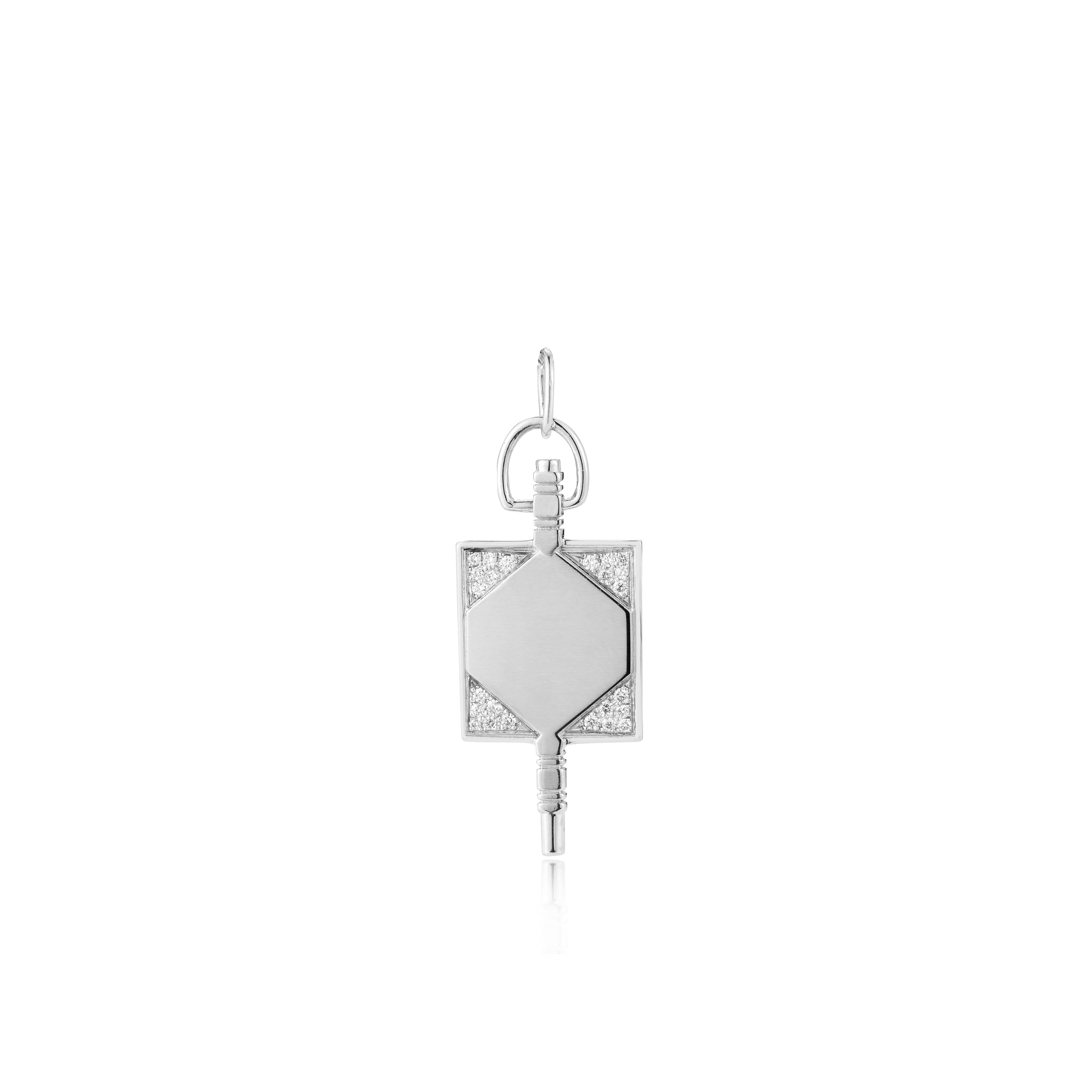 Key Charm in 18K White Gold