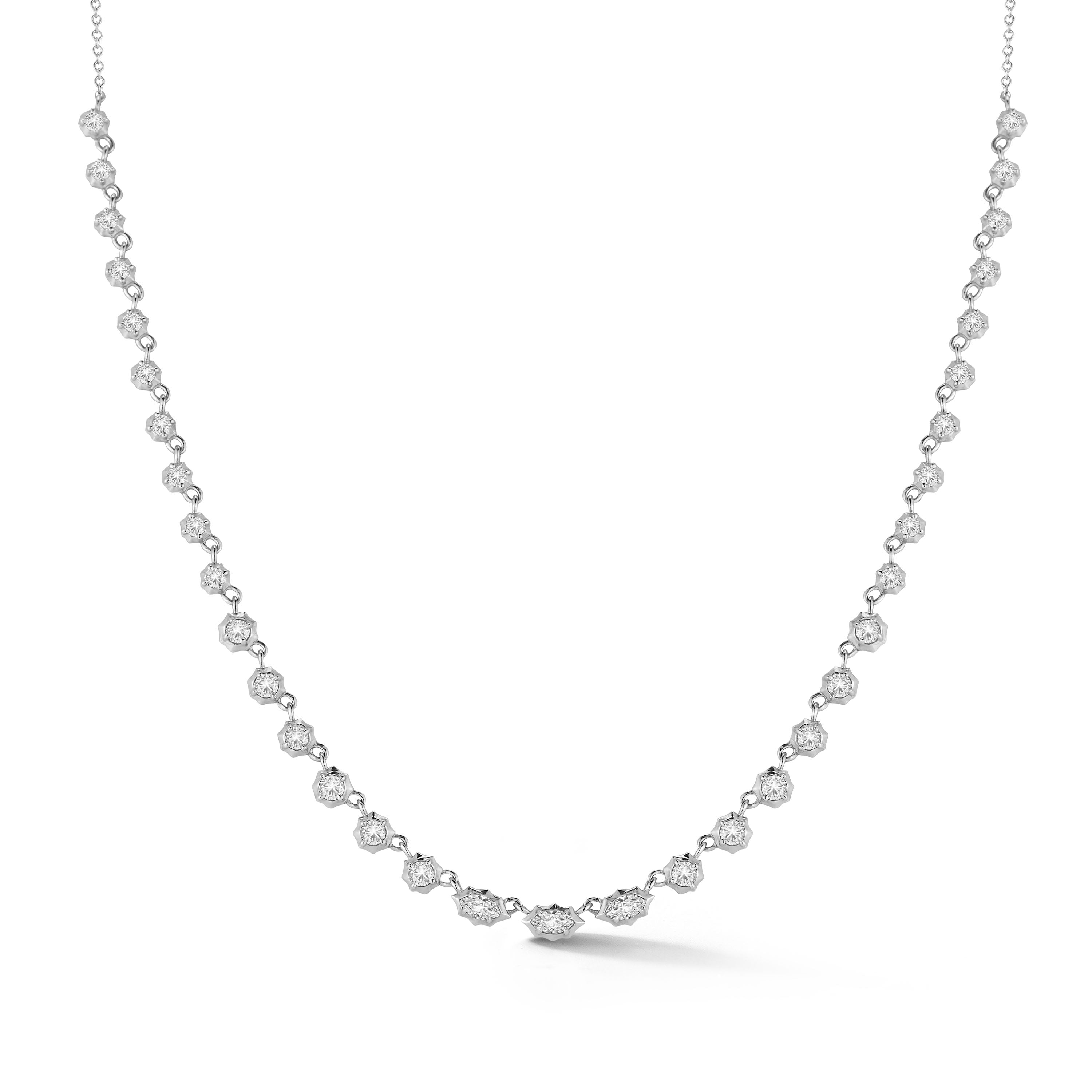 Small Maverick Riviera Necklace in 18K White Gold