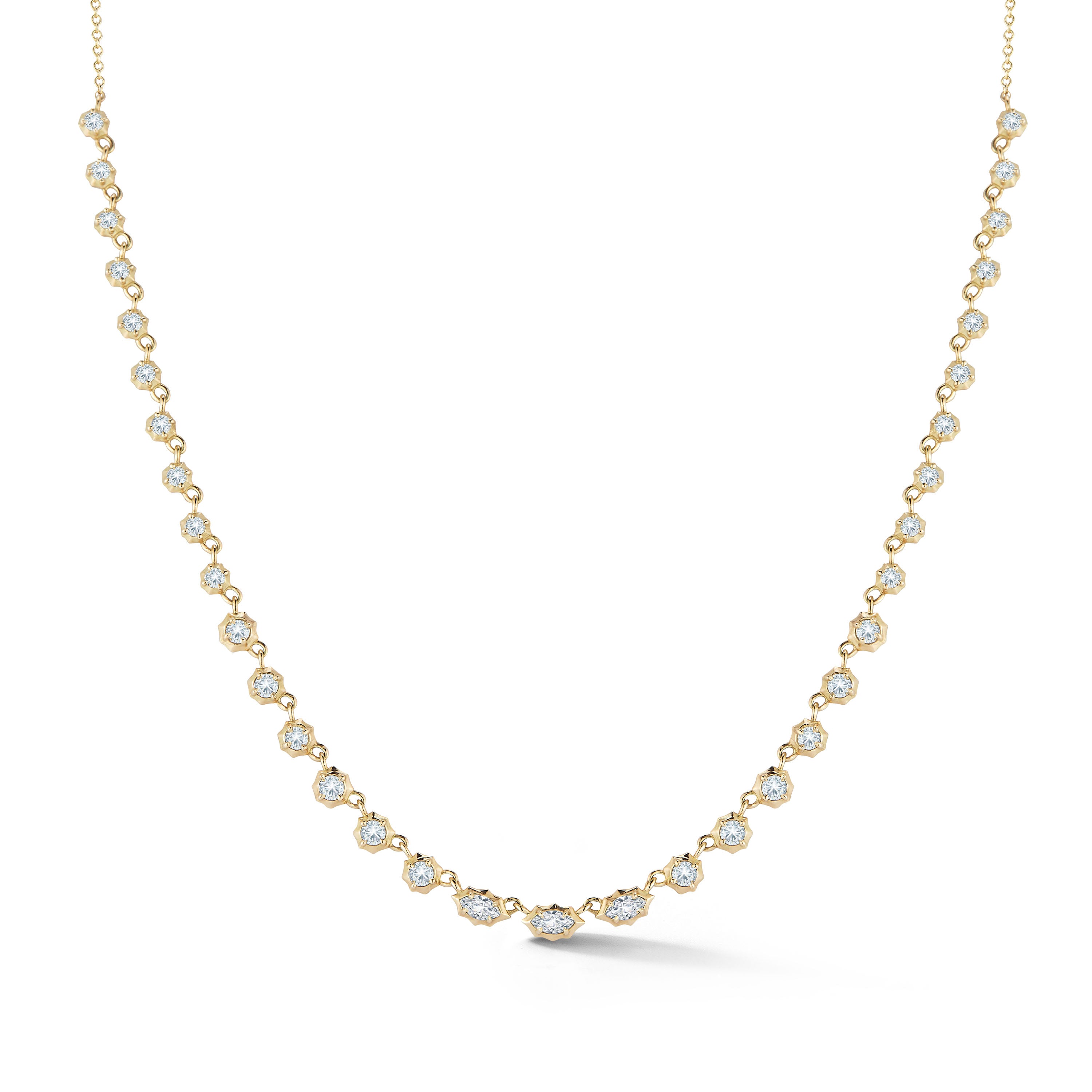 Small Maverick Riviera Necklace in 18K Yellow Gold