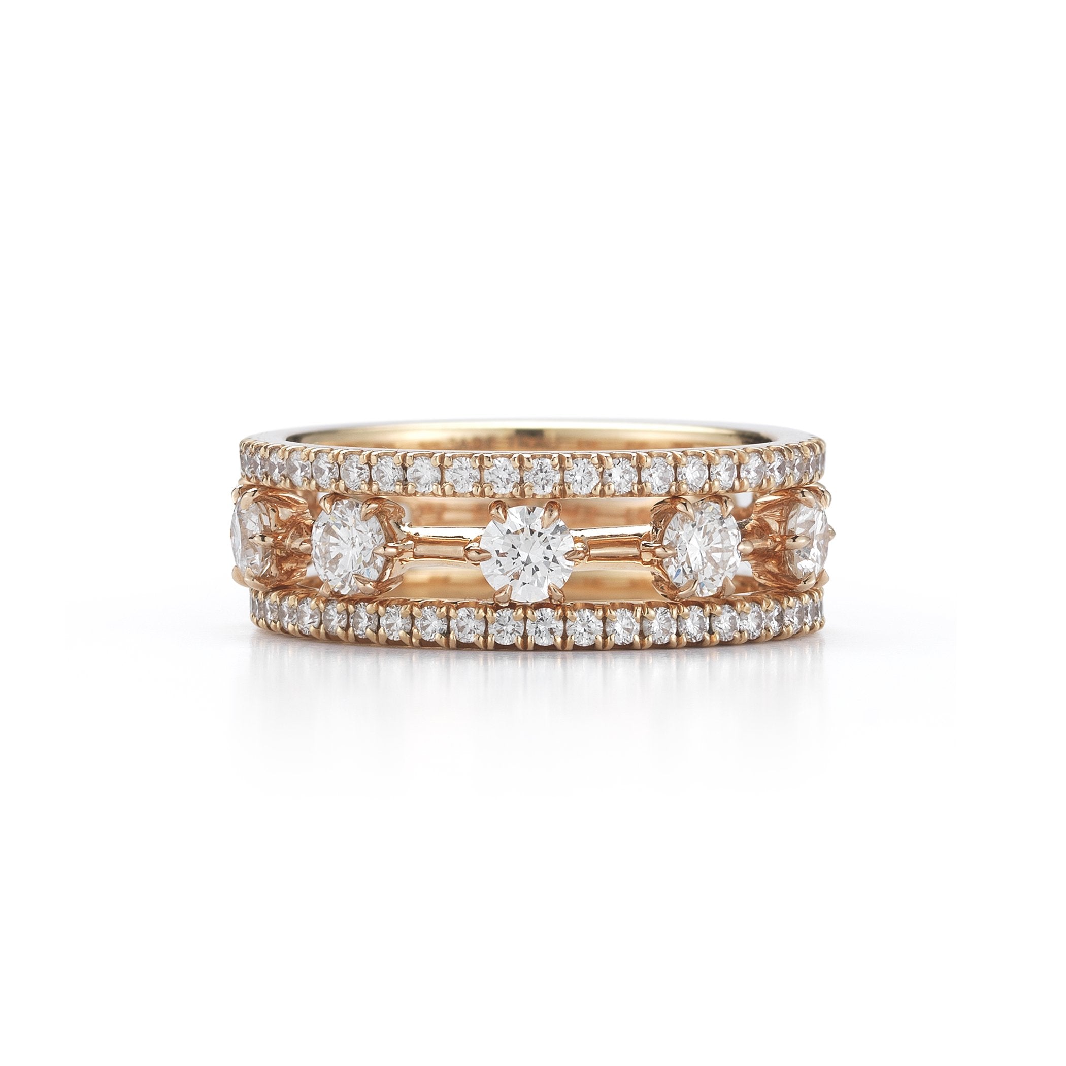 Kismet Stack III in 18K Rose Gold and White Diamond Eternity Bands