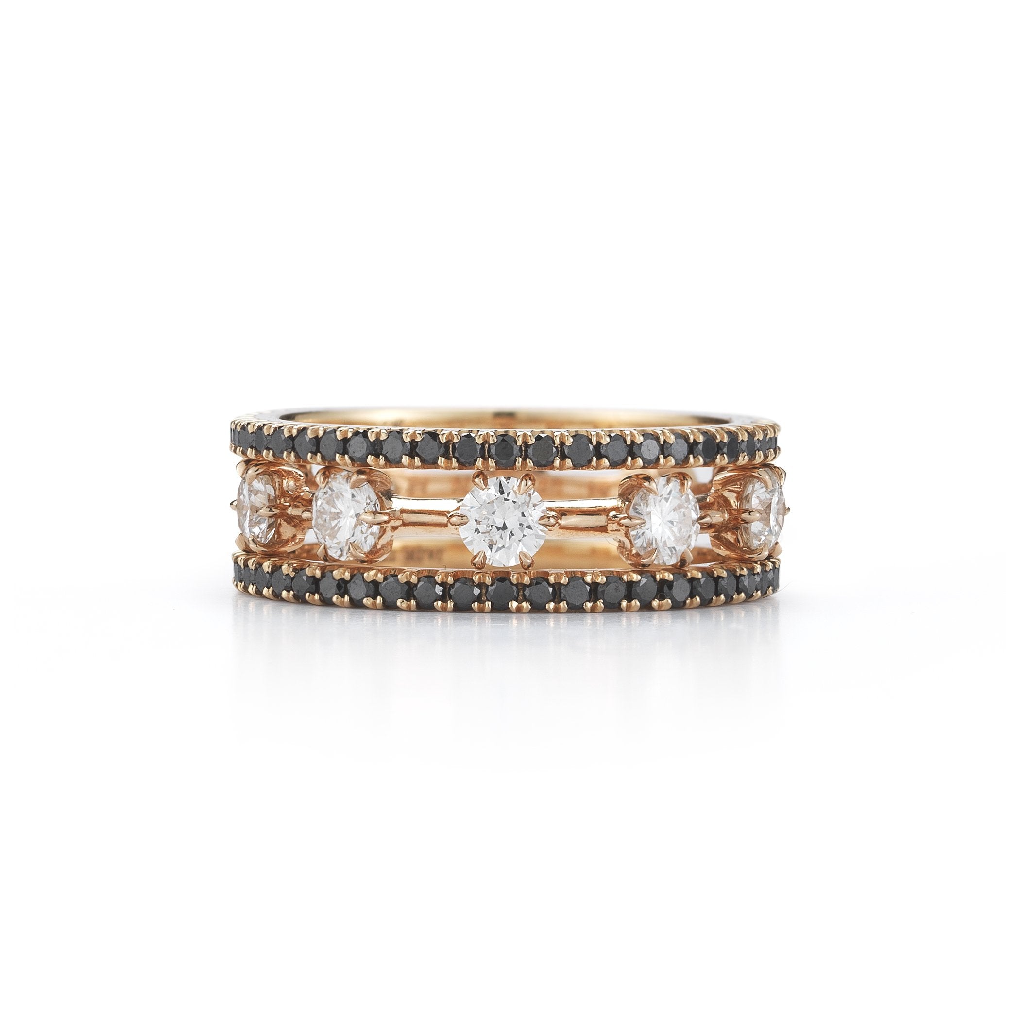 Kismet Stack III in 18K Rose Gold and Black Diamond Eternity Bands