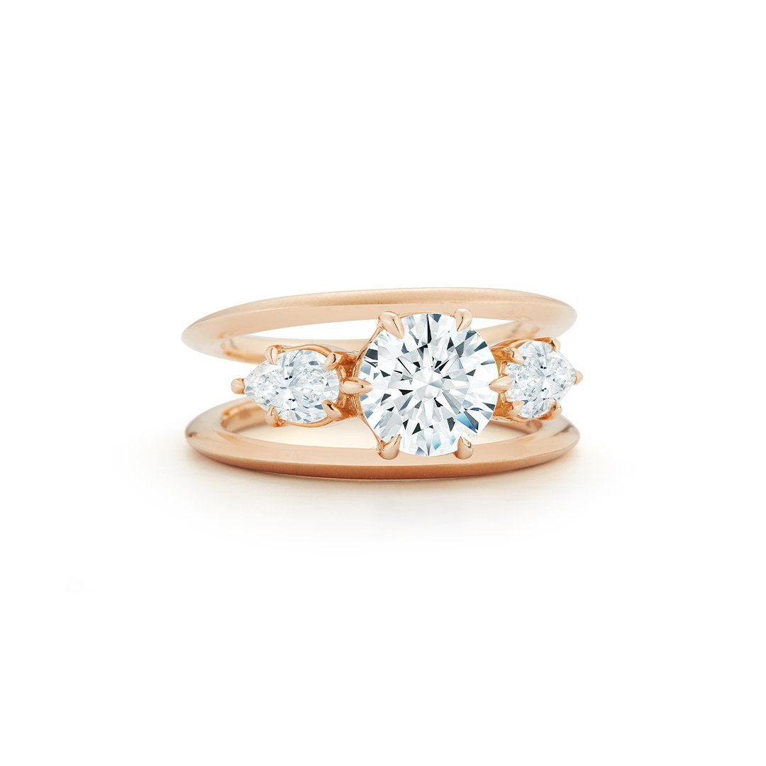 Sadie Three Stone Ring in 18K Rose Gold