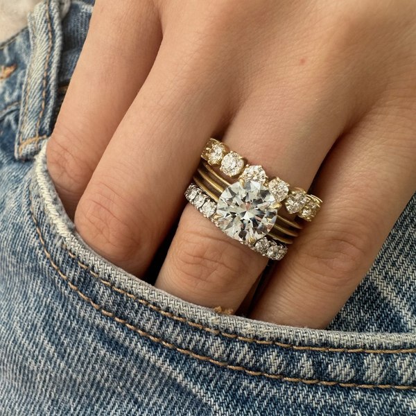 Jane 3-Row Ring,  Round Center