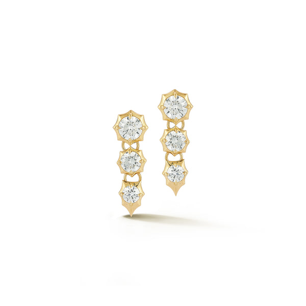 3 Stone Sophisticate Drop Earrings