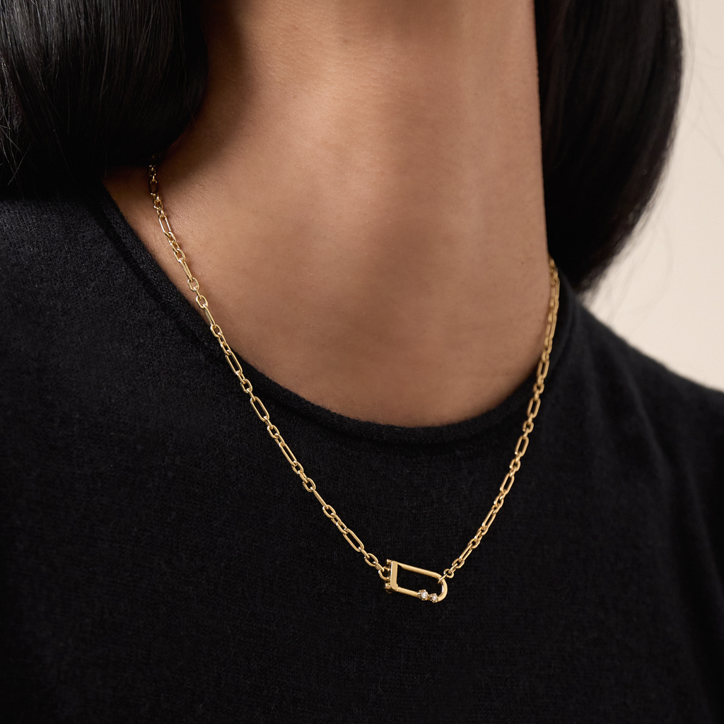Petite Georgie Diamond Lock Necklace