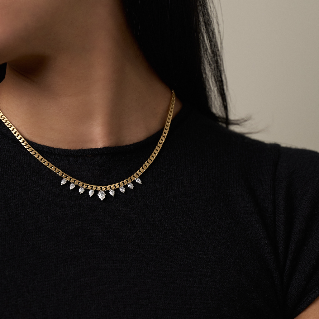 Two-Tone Hanging Envoy Curb Chain Necklace