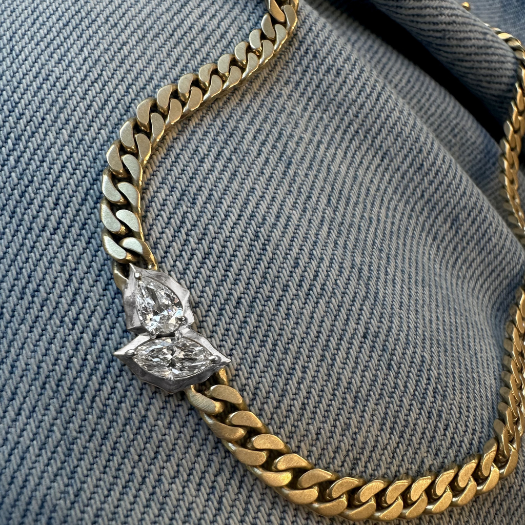 Large Poppy Two-Tone Curb Necklace