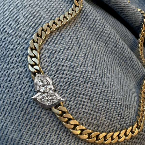 Large Poppy Two-Tone Curb Necklace
