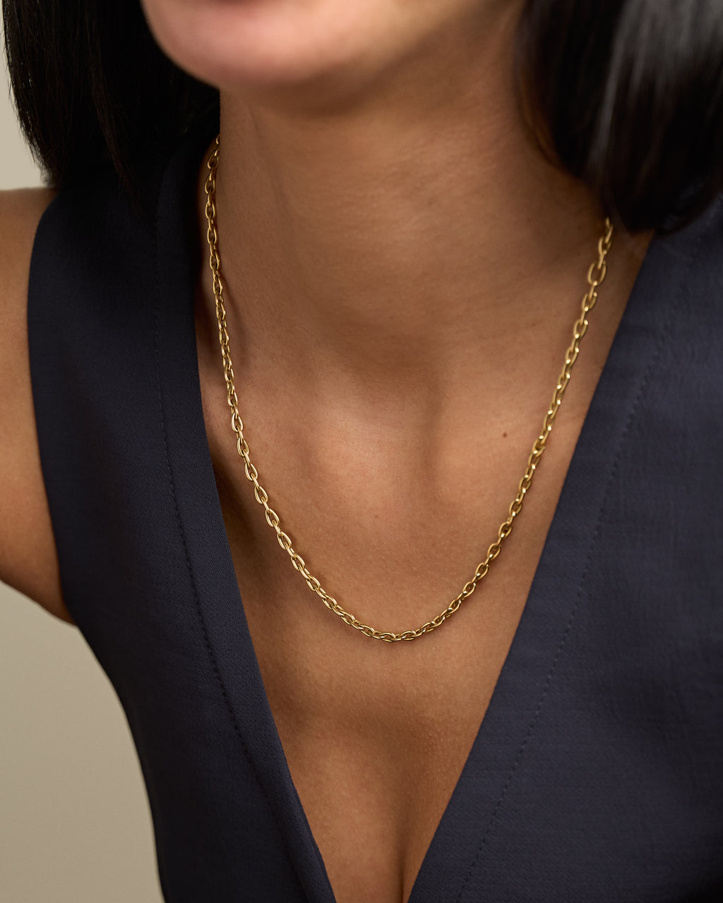 Pear Shaped Link Chain Necklace