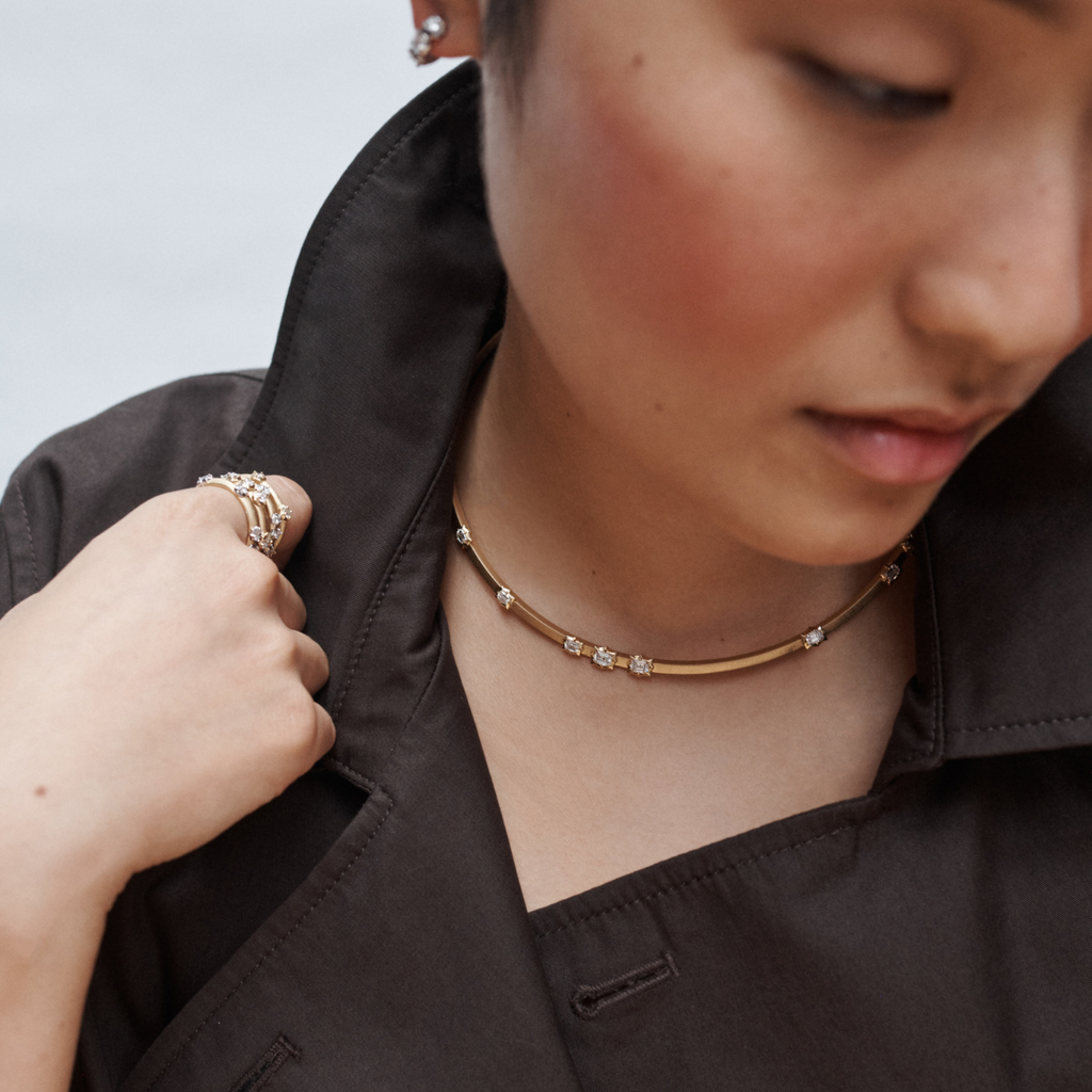 Square Constellation Diamond Plié Collar