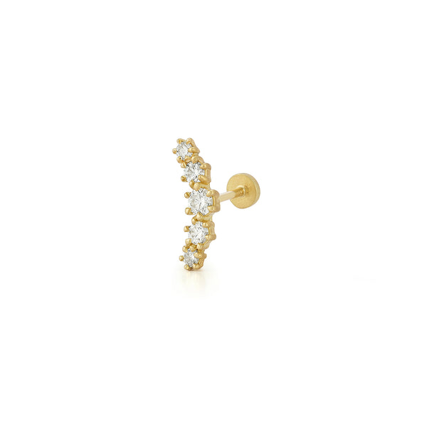 Jade Trau Small Sophisticate Piercing Stud Earrings 1.8, 18K White Gold