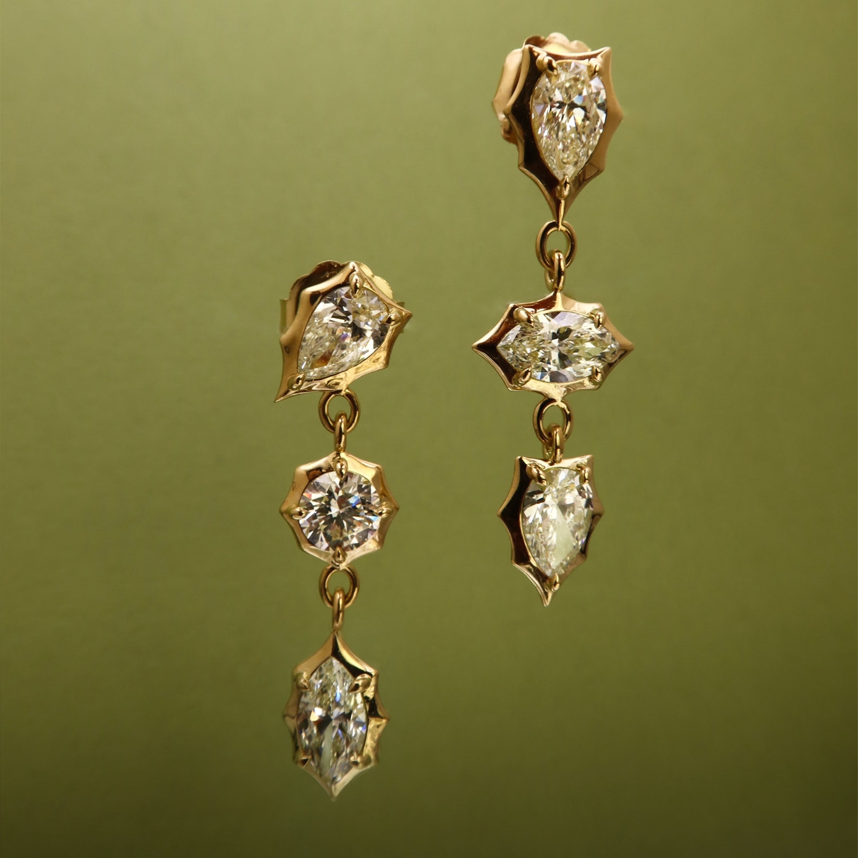 Alchemy 3-Stone Drop Earrings