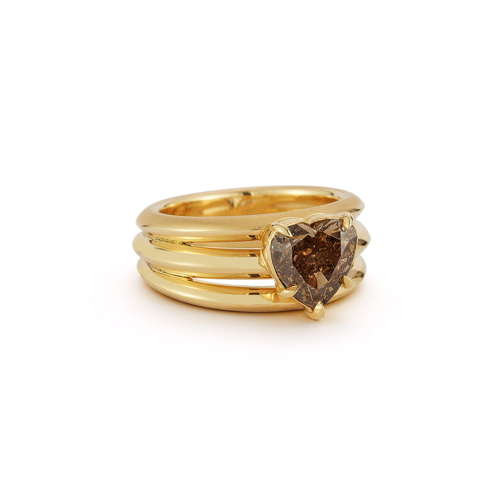 OOK Triple Frankie Heart Pinky Ring