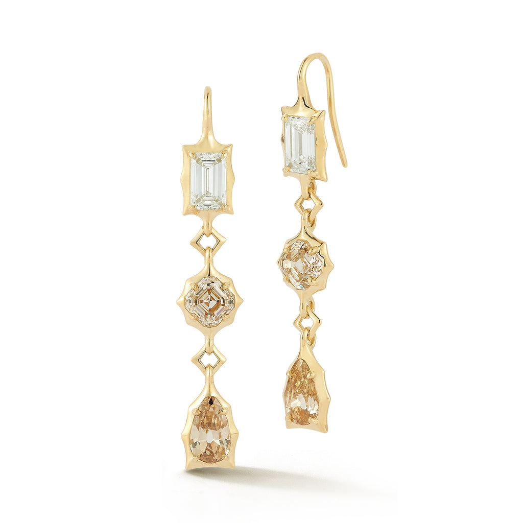 OOK 3-Stone Mixed Alchemy Ombre Drop Earrings