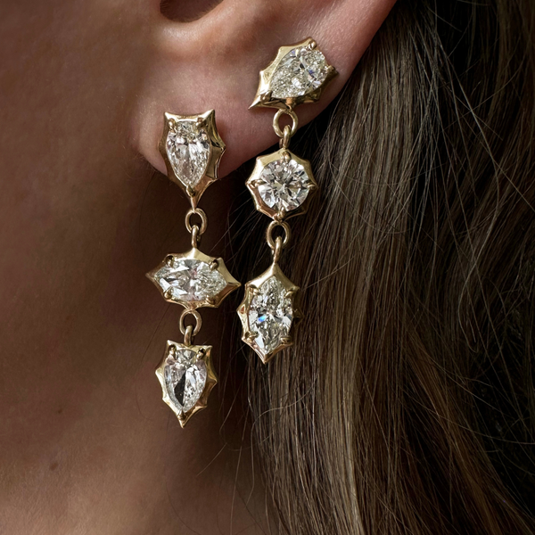 Alchemy 3-Stone Drop Earrings