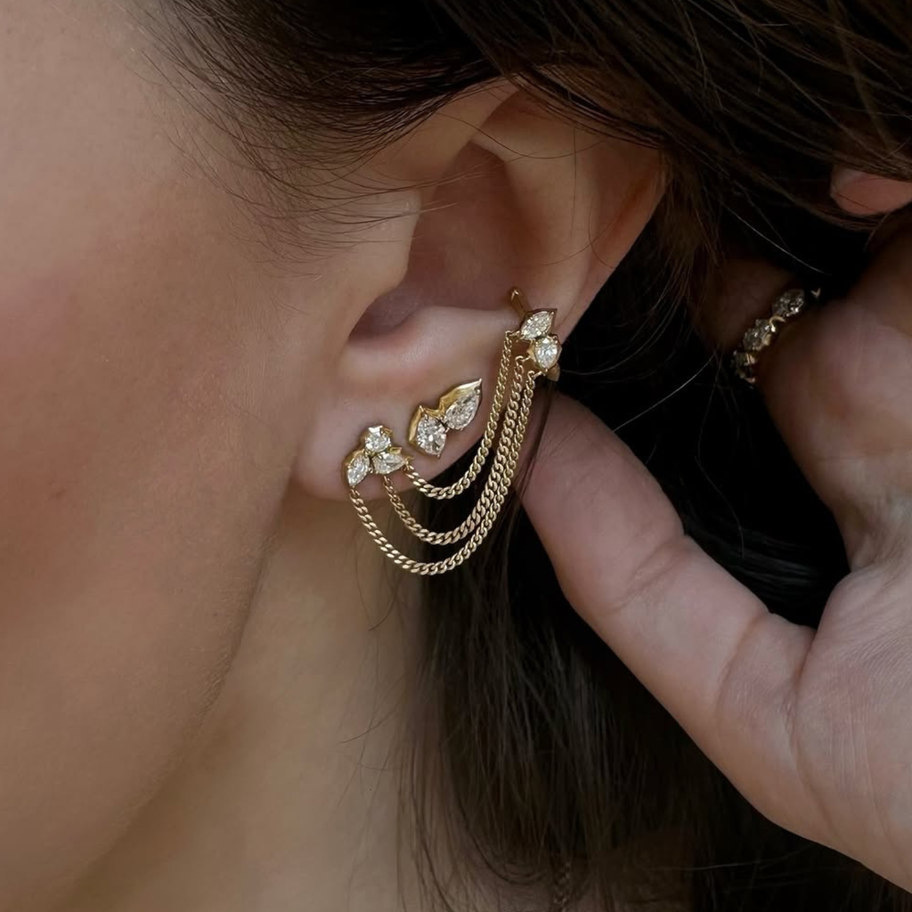 Posey Cuff Duo Chain Earrings