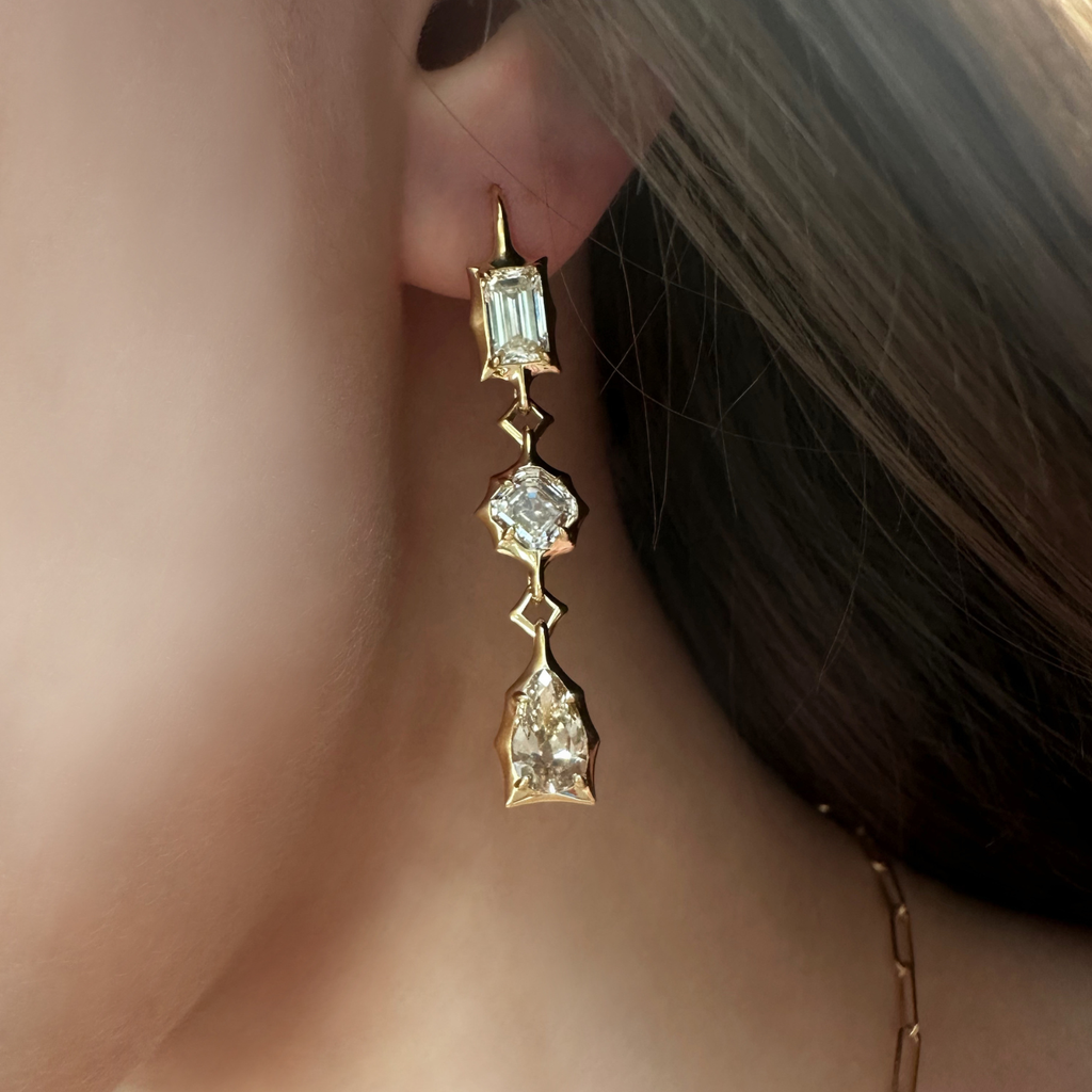 OOK 3-Stone Mixed Alchemy Ombre Drop Earrings