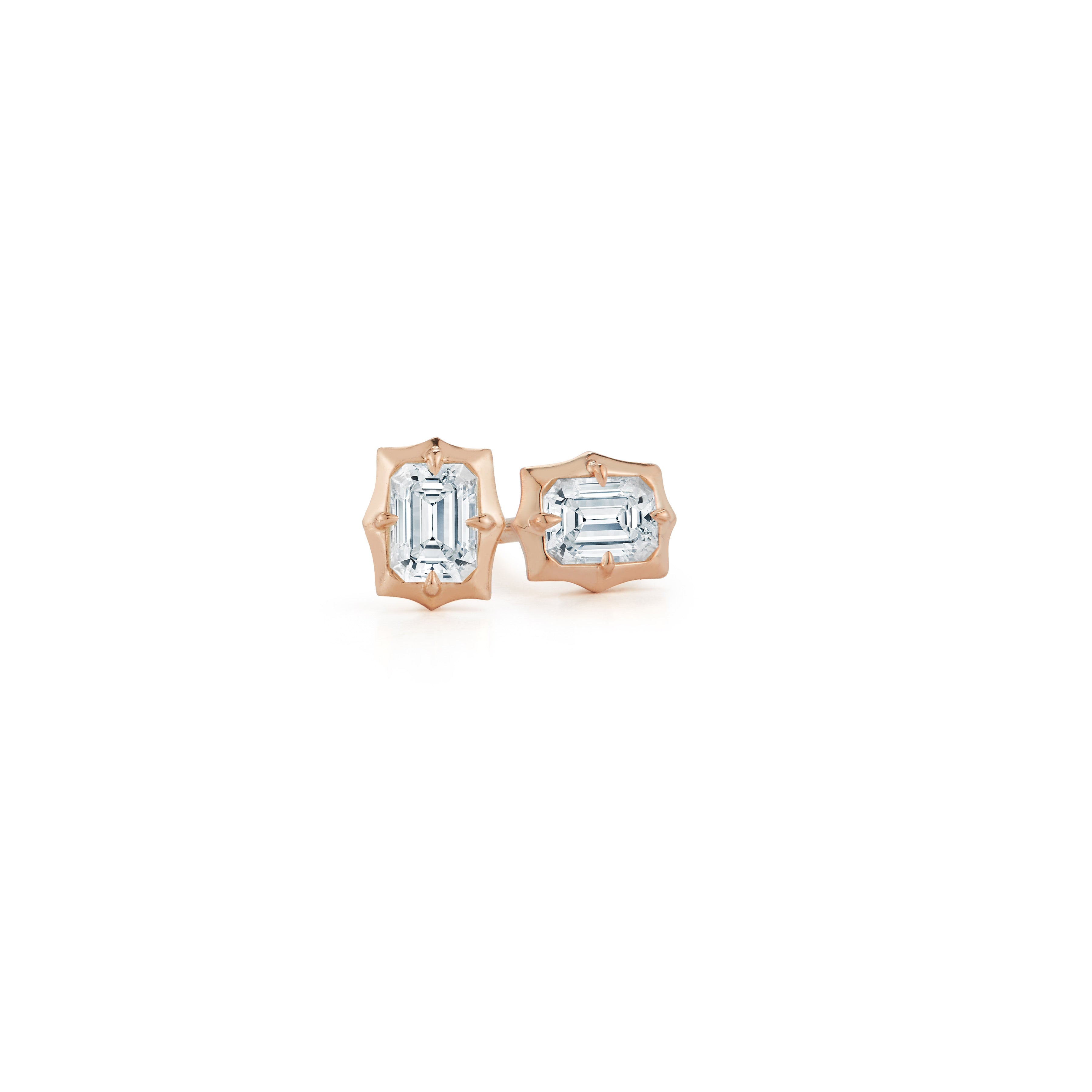 Vanguard Emerald Stud Diamond Earrings
