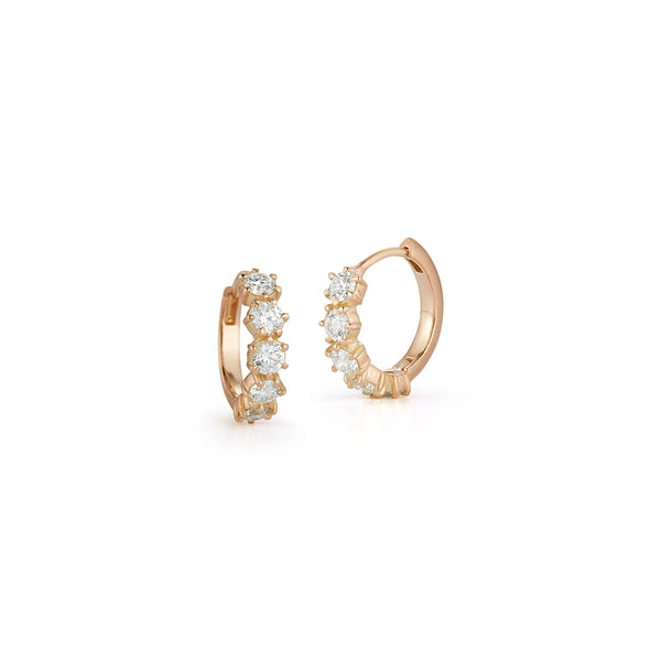 Catherine Mini Huggie Earrings in 18-Karat Gold and Diamonds – Jade Trau