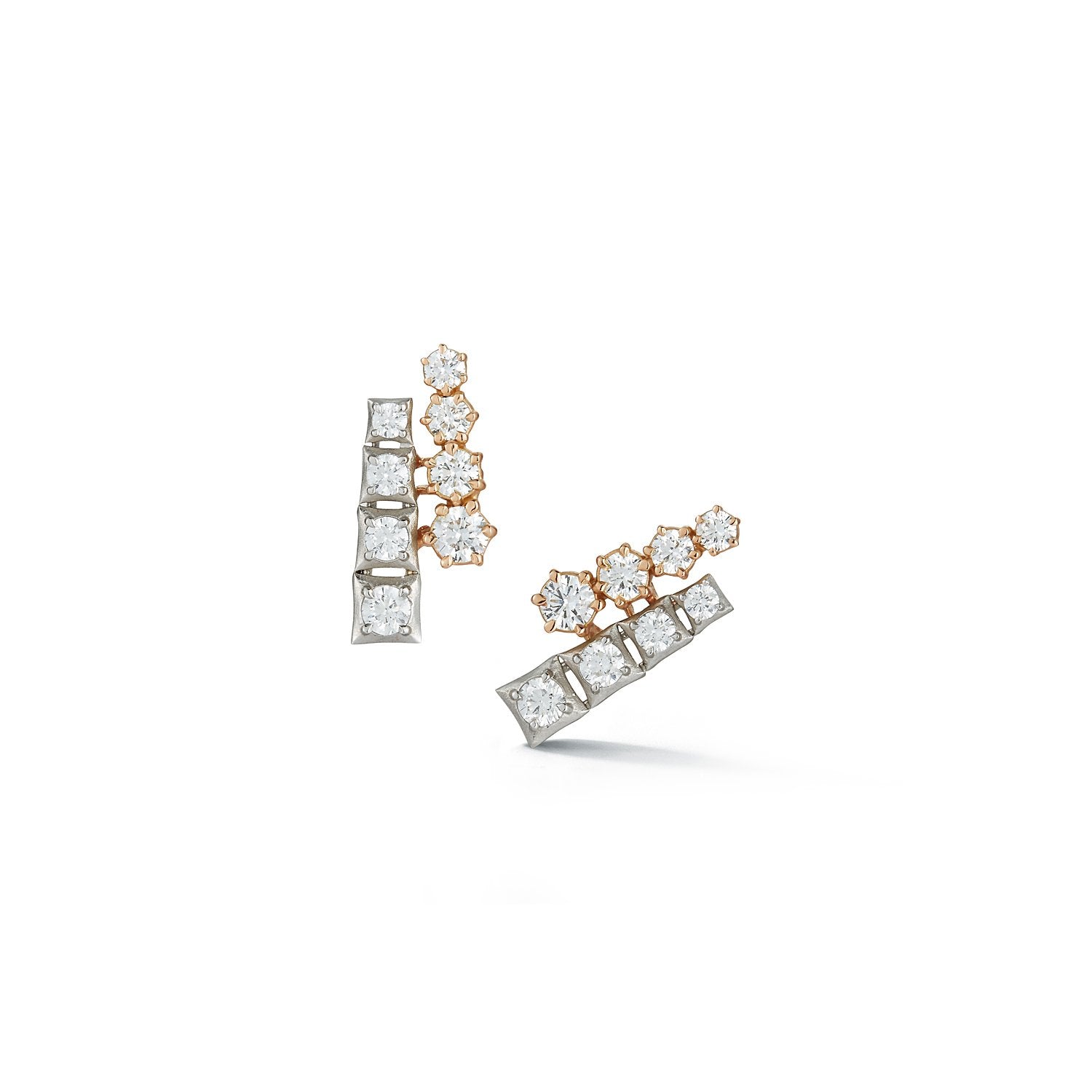 Harlow Two-Tone Studs in 18K Rose Gold x Platinum