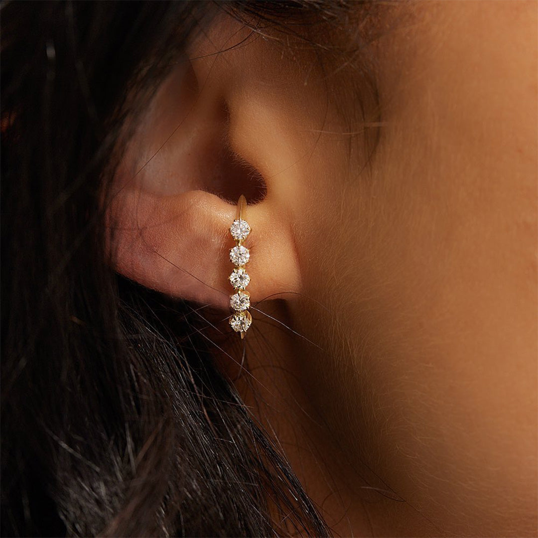 Victoria Hoop Huggies with Ear Cuff Earrings
