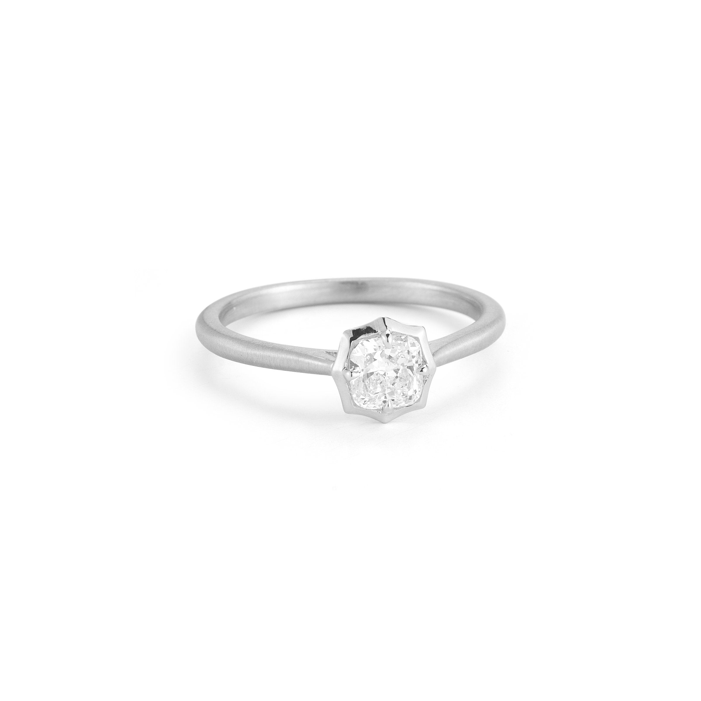 Clara Solitaire Ring in 18K White Gold