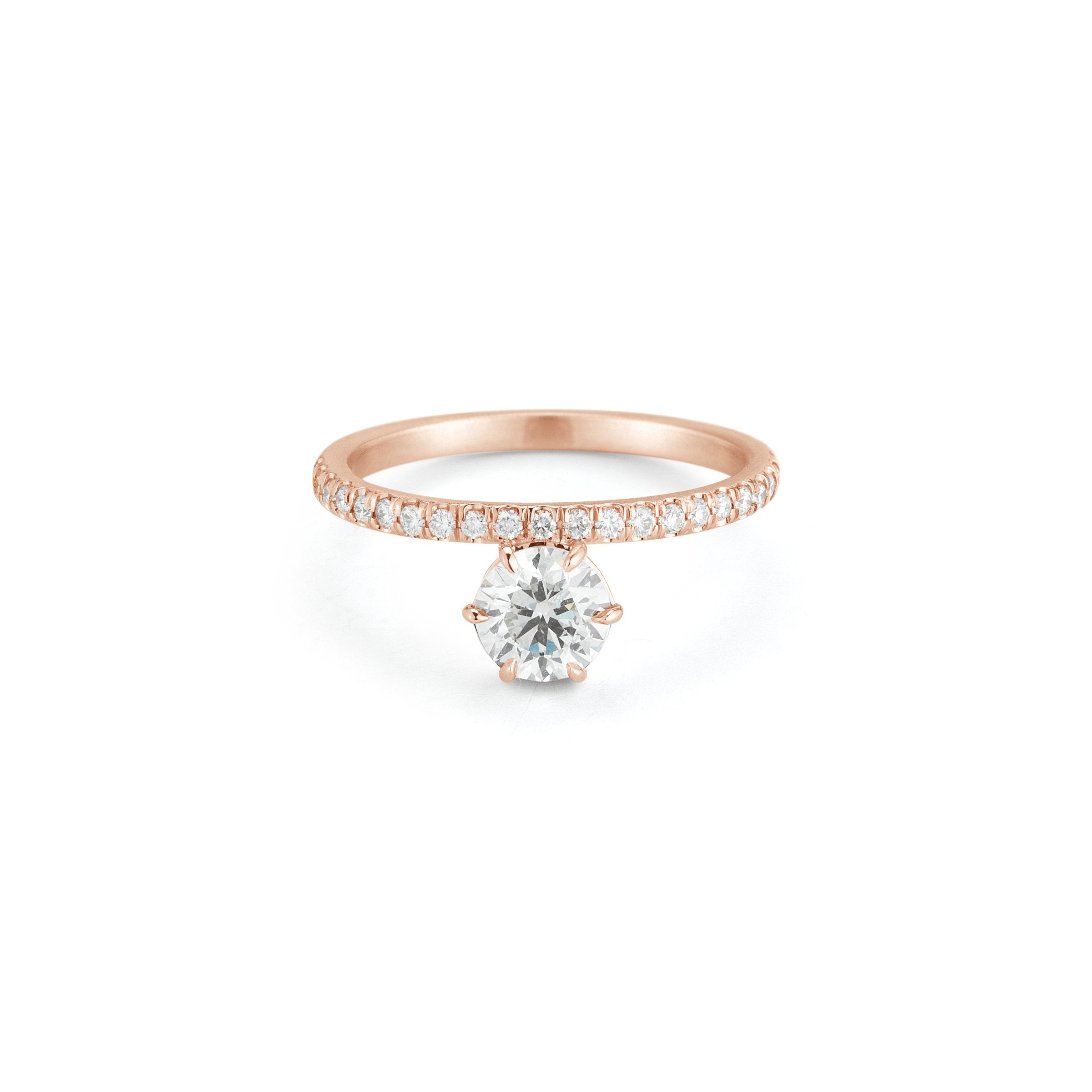 Pave Astor Solitaire in 18K Rose Gold