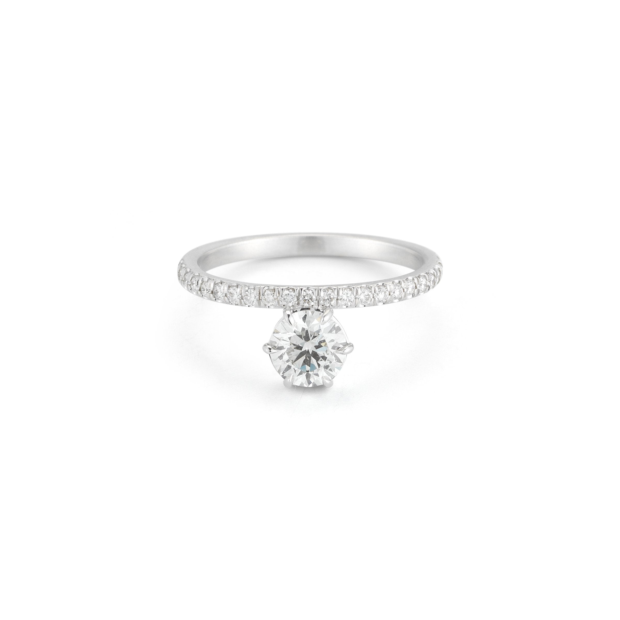 Pave Astor Solitaire in 18K White Gold
