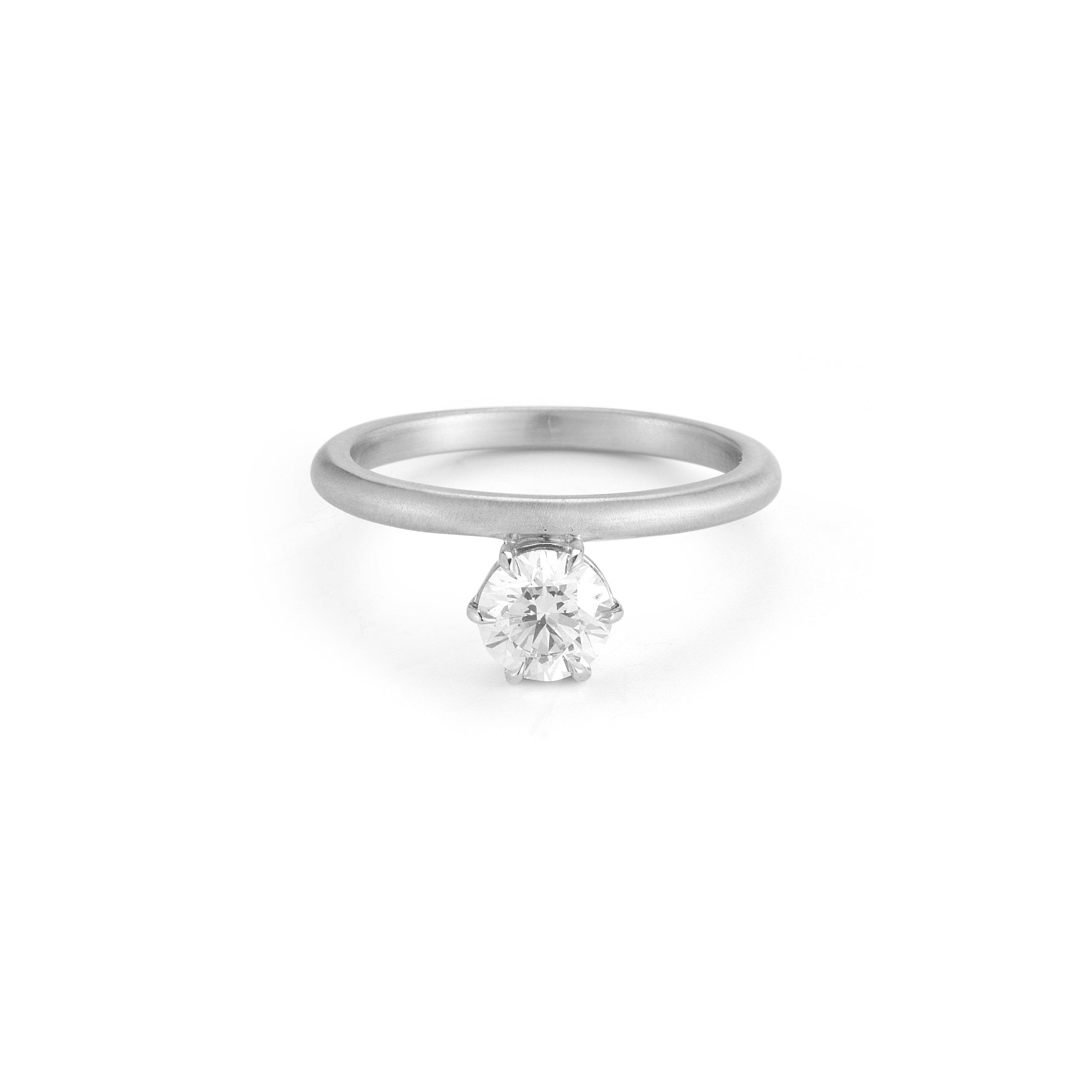 Astor Solitaire Ring in 18K White Gold