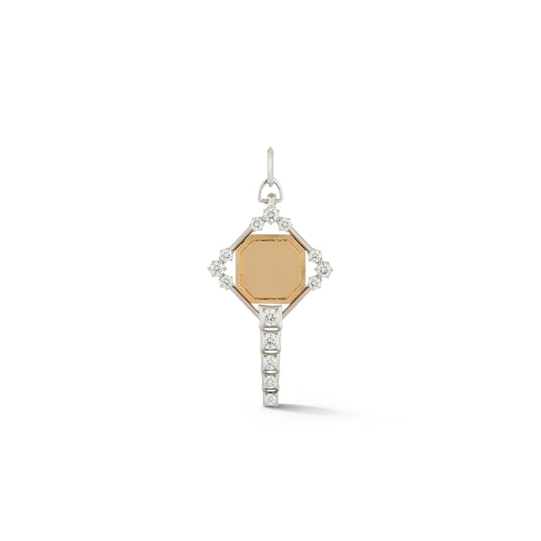 Harlow Two-Tone Key Charm in 18K Rose Gold x Platinum