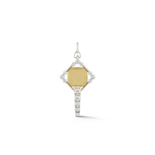Harlow Two-Tone Key Charm in 18K Yellow Gold x Platinum