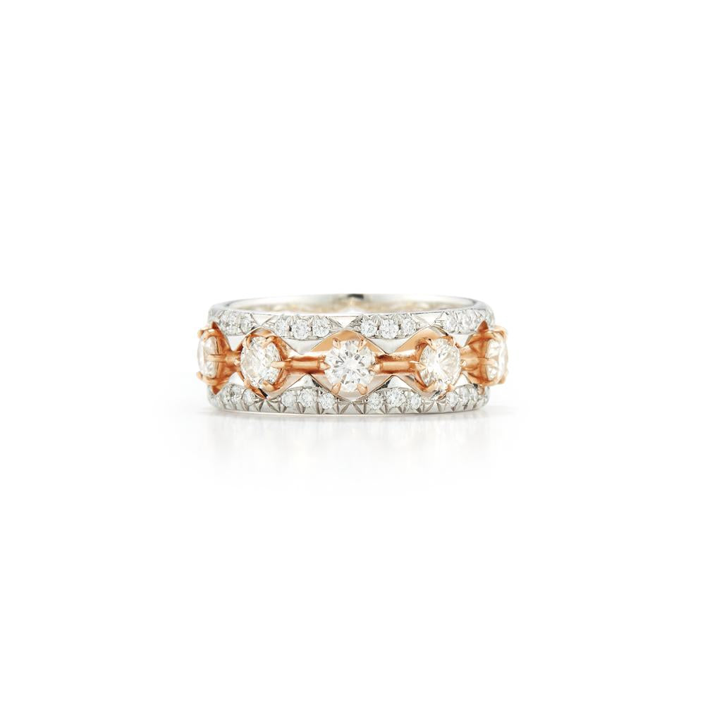 Large Clara Stack in 18K Rose Gold and White Gold