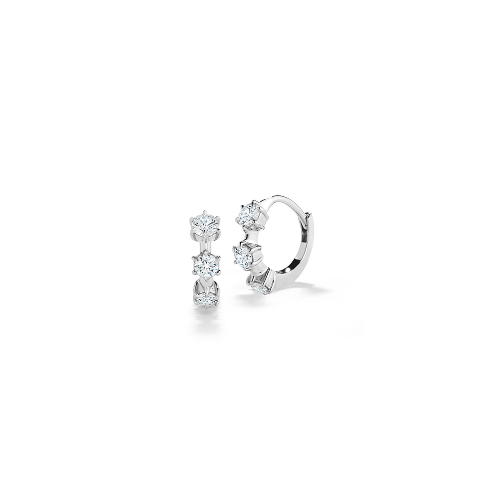Kismet Mini Huggies in 18K White Gold