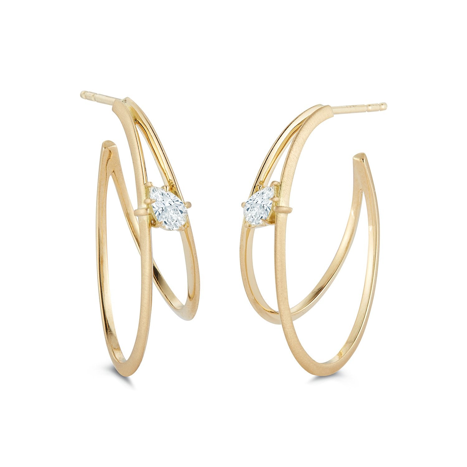 Penelope Double Hoop Pear Shape Earrings in 18K Yellow Gold