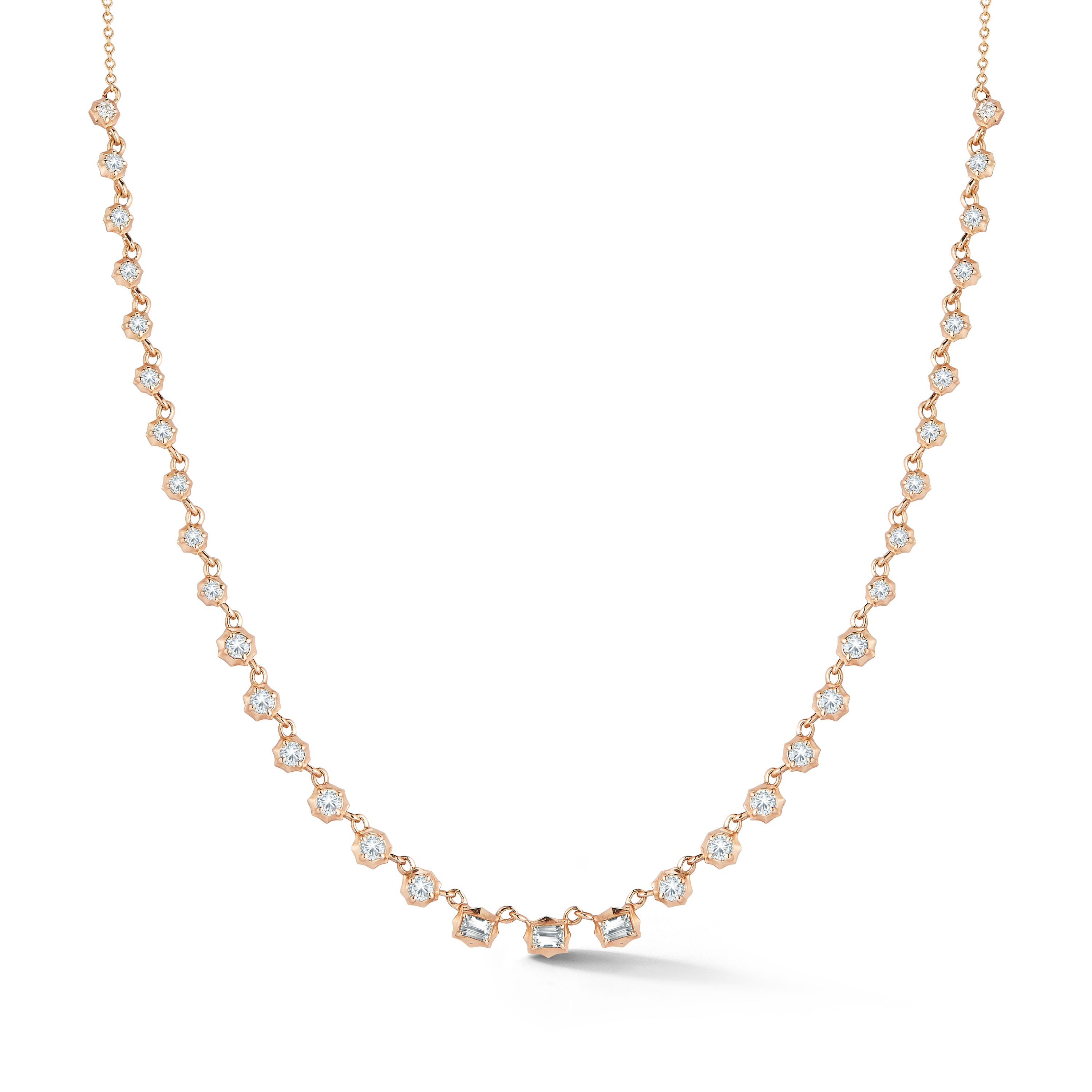 Small Vanguard Riviera Necklace in 18K Rose Gold