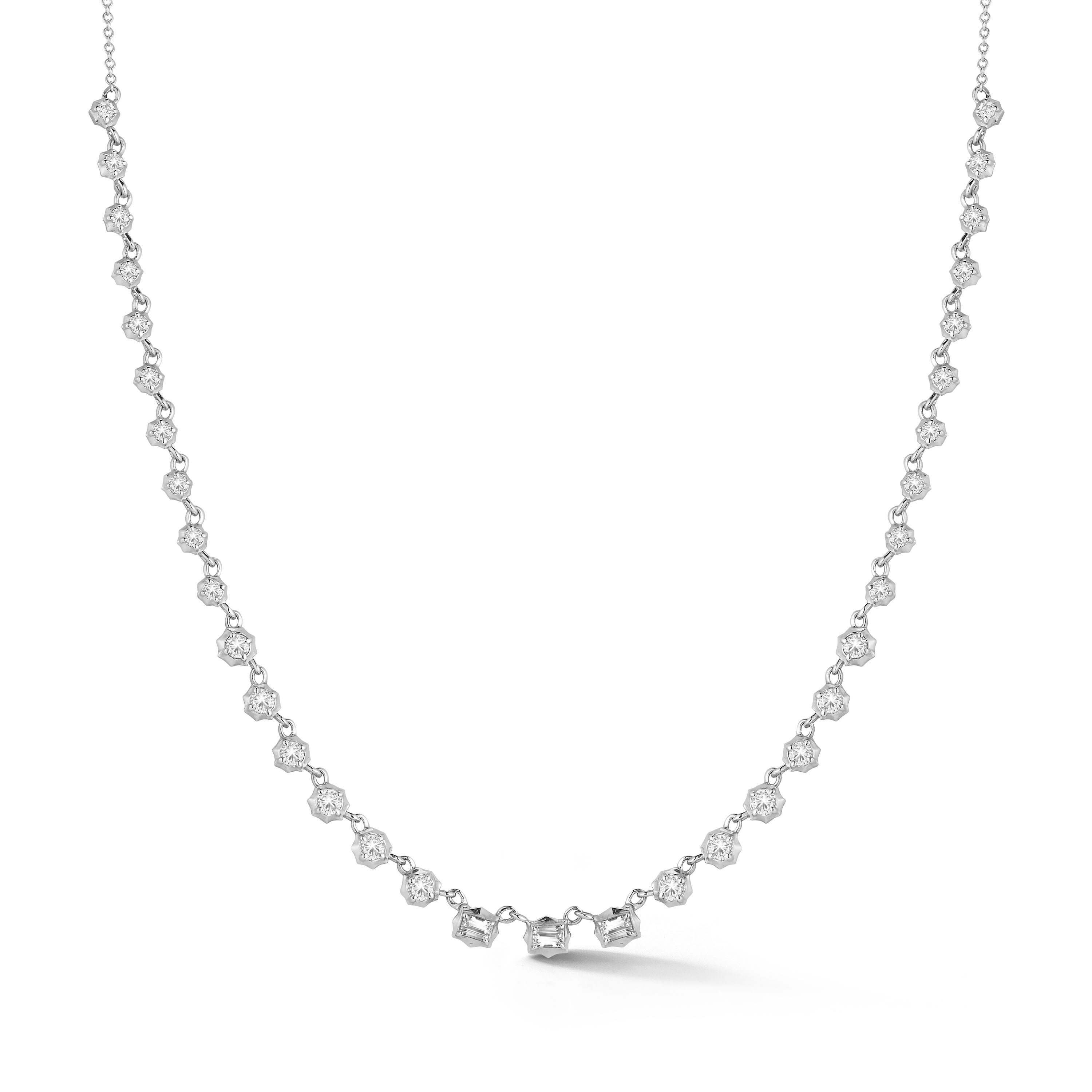 Small Vanguard Riviera Necklace in 18K White Gold