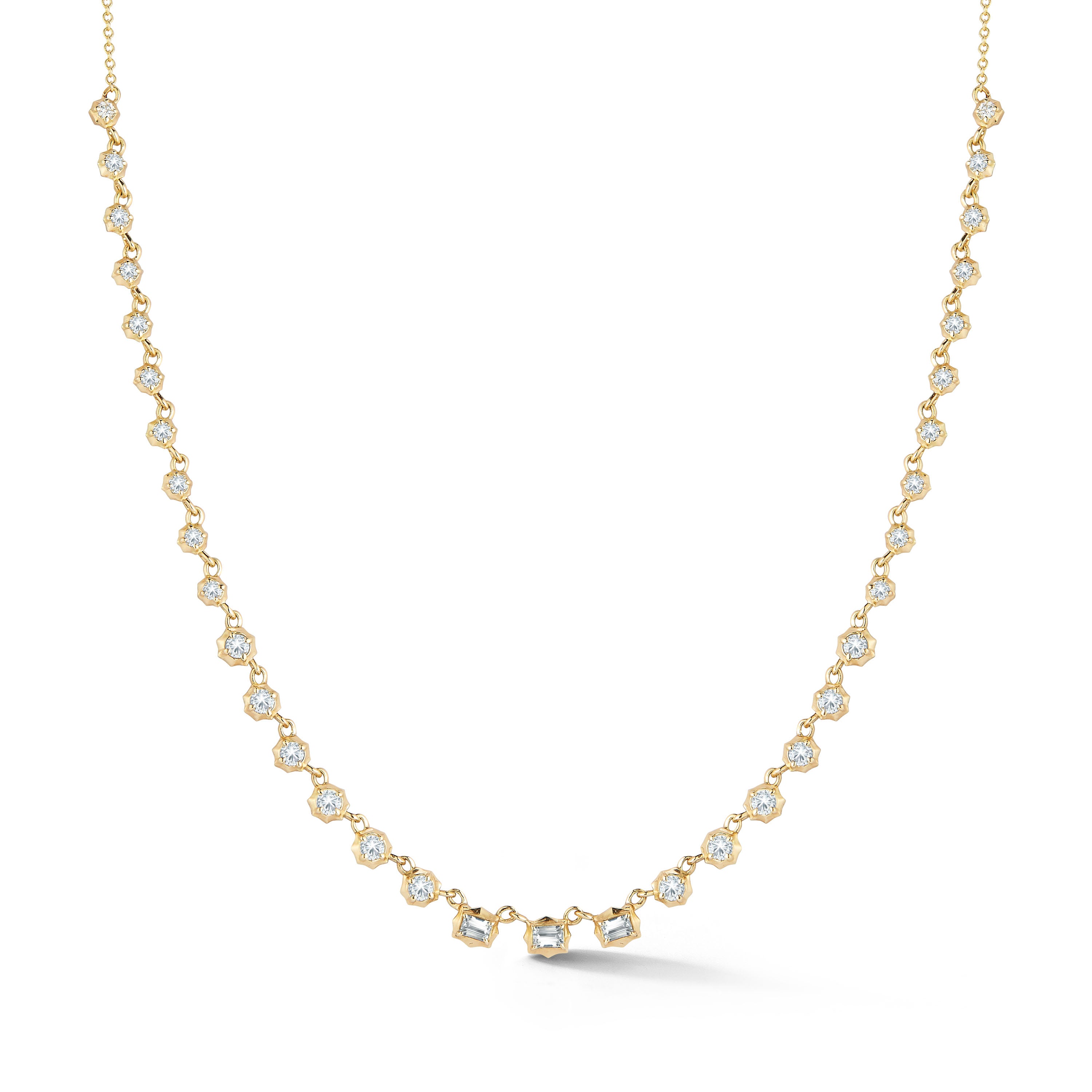 Small Vanguard Riviera Necklace in 18K Yellow Gold