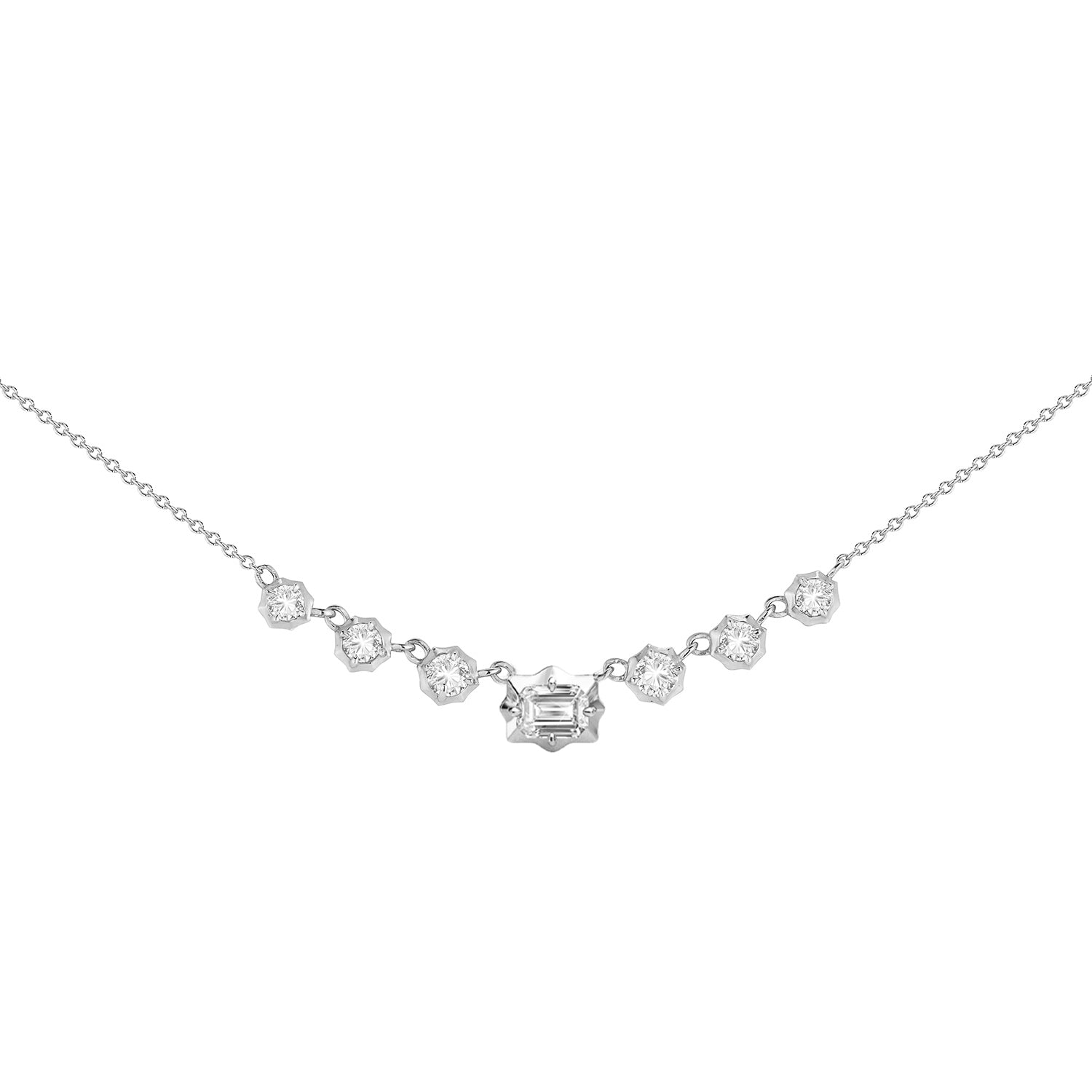 Small Vanguard Necklace in 18K White Gold