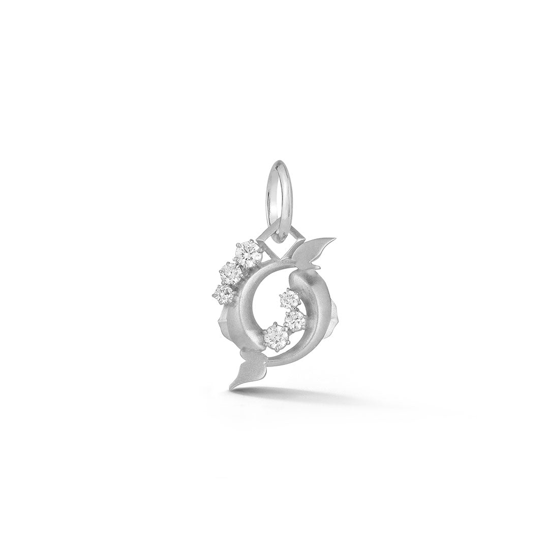 Pisces Charm in 18K White Gold