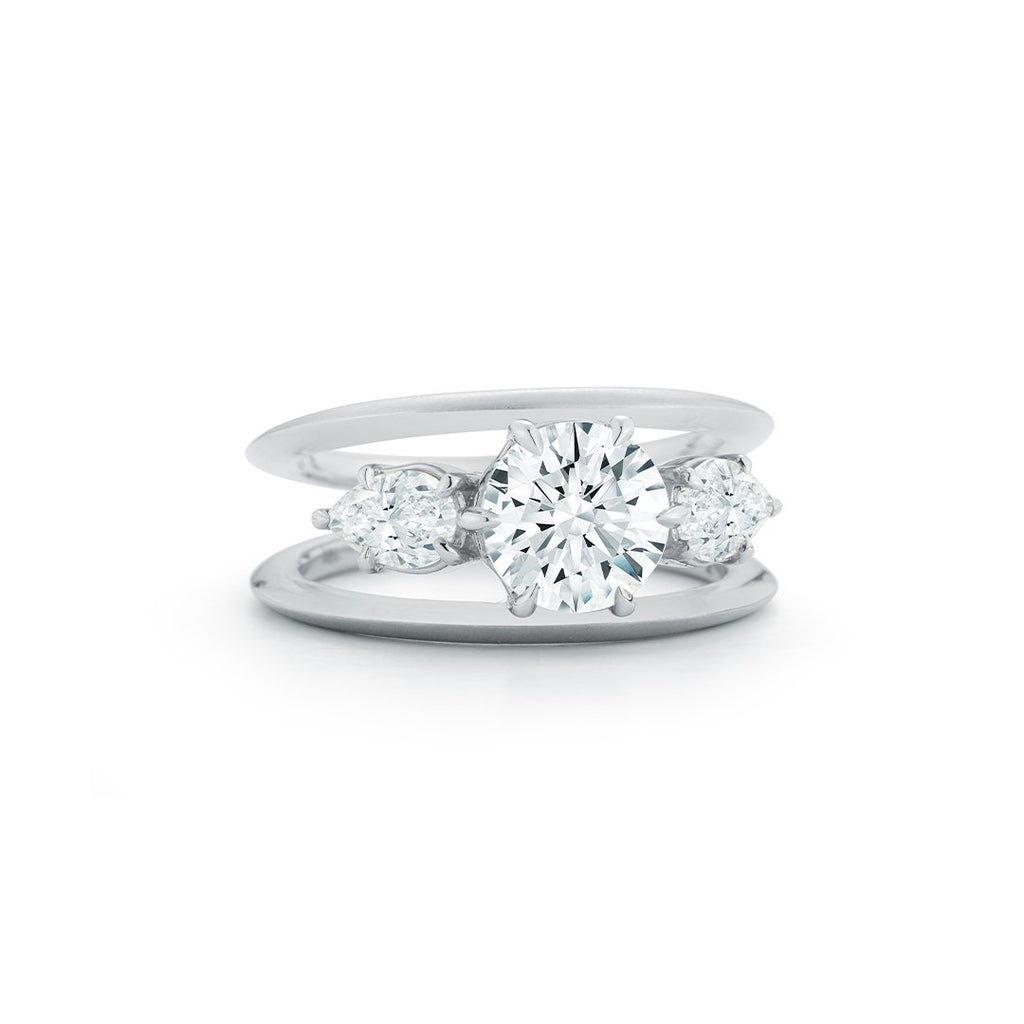 Sadie Three Stone Ring in 18K White Gold