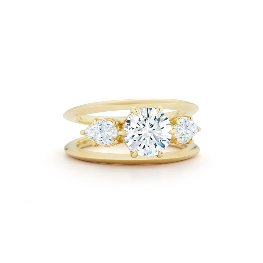 Sadie Three Stone Ring in 18K Yellow Gold